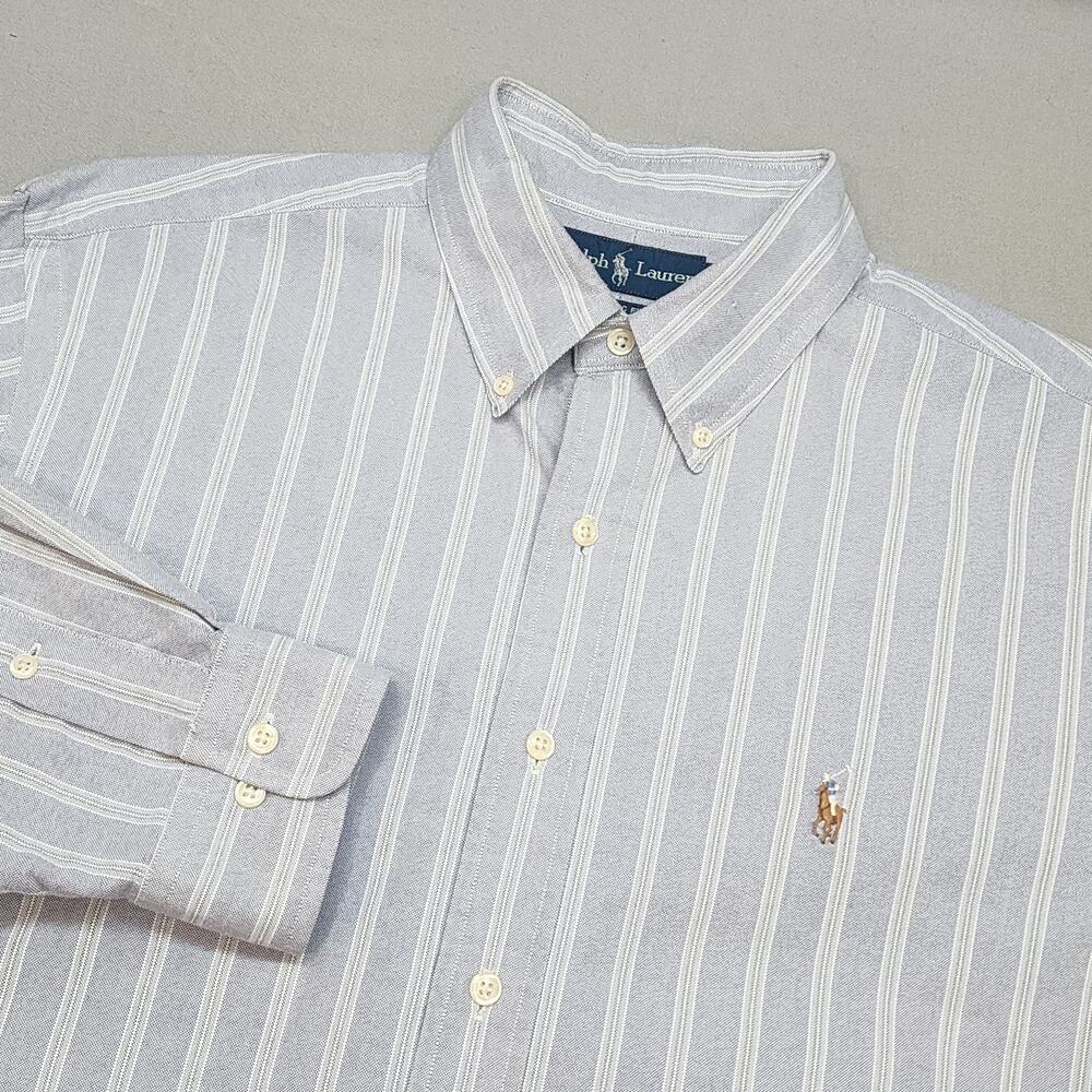 Ralph‎ Lauren Classic Fit Purple Stripped Button Up Shirt Men's Sz 16.5 32/33